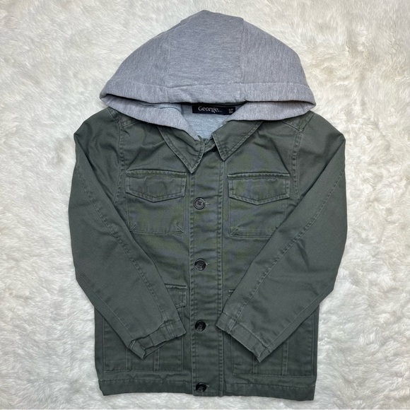 George Other - George Jacket Hooded Utility Style Green & Grey Size 6